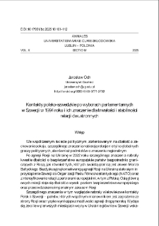 Kontakty polsko-szwedzkie po wyborach parlamentarnychw Szwecji w 1994 roku i ich znaczenie dla trwałości i stabilności relacji dwustronnych