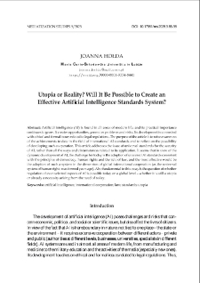 Utopia or reality? Will it be possible to create an effective artificial intelligence standards system?