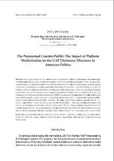 The paranormal counter-public: the impact of platform mediatization on the UAP disclosure discourse in American politics