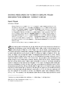 Sharing resources on Facebook groups: Polish immigrants in Germany, Norway and UK