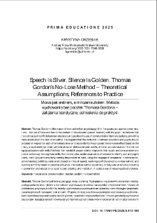 Speech is silver, silence is golden. Thomas Gordon&rsquo;s no-lose method &ndash; theoretical assumptions, references to practice