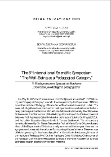 The 5th International Scientific Symposium&ldquo; The well-being as a pedagogical category&rdquo;
