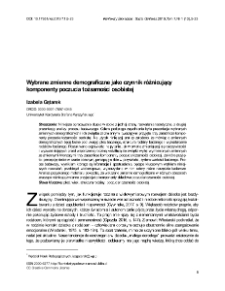 Wybrane zmienne demograficzne jako czynnik r&oacute;żnicujący komponenty poczucia tożsamości osobistej