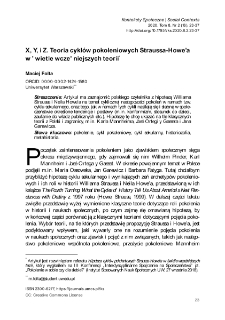 X, Y, i Z. Teoria cykl&oacute;w pokoleniowych Straussa-Howe&rsquo;a w świetle wcześniejszych teorii
