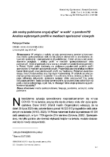 Jak osoby publiczne angażują się w walkę z pandemią? Analiza wybranych profili w mediach społecznościowych