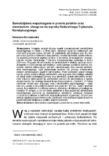 Samob&oacute;jstwo wspomagane w prawie polskim oraz niemieckim. Uwagi na tle wyroku Federalnego TrybunałuKonstytucyjnego