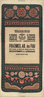 Párizsi Villág-Kiállitás 1900 Grand prix [...] Fraenkel Ad. és Fiai