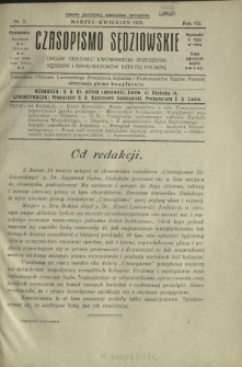 Czasopismo Sędziowskie : organ Oddziału Lwowskiego Zrzeszenia Sędziów i Prokuratorów Rzpltej Polskiej. R. 7, nr 2 (marzec-kwiecień 1933)