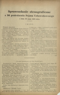 Sprawozdanie Stenograficzne z 36 Posiedzenia Sejmu Ustawodawczego z dnia 10 maja 1919 r.