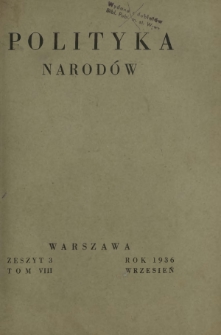 Polityka Narodów. T. 8, półrocz. 2, z. 3 (wrzesień 1936)