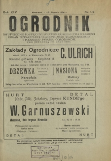 Ogrodnik : dwutygodnik poświęcony sprawom ogrodnictwa polskiego. R. 14, nr 1-2 (1 i 15 stycznia 1924)