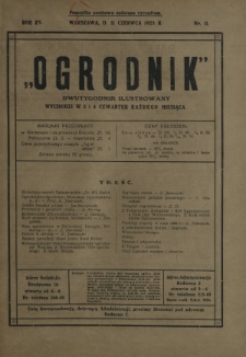 Ogrodnik : dwutygodnik ilustrowany. R. 15, nr 11 (11 czerwca 1925)