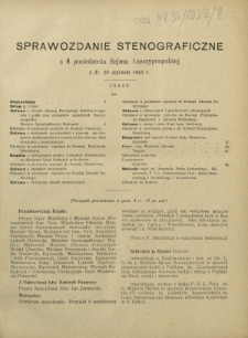 Sprawozdanie Stenograficzne z 8 Posiedzenia Sejmu Rzeczypospolitej z dnia 20 stycznia 1923 r. (I Kadencja 1922-1927)