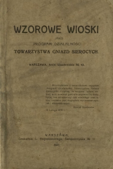 Wzorowe wioski jako program działalności Towarzystwa Gniazd Sierocych
