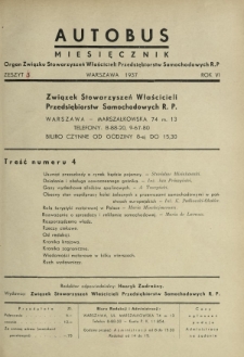 Autobus : organ Związku Stowarzyszeń Właścicieli Przedsiębiorstw Samochodowych / red.Henryk Zadrożny. R. 6 [i.e. 7], z. 3 [i.e. 4] (1937)