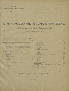 Sprawozdanie Stenograficzne z 313 Posiedzenia Sejmu Rzeczypospolitej z dnia 27 stycznia 1927 r. (I Kadencja 1922-1927)