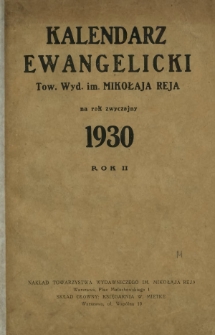 Kalendarz Ewangelicki Tow. Wyd. im. Mikołaja Reja : na rok zwyczajny 1930. R. 2